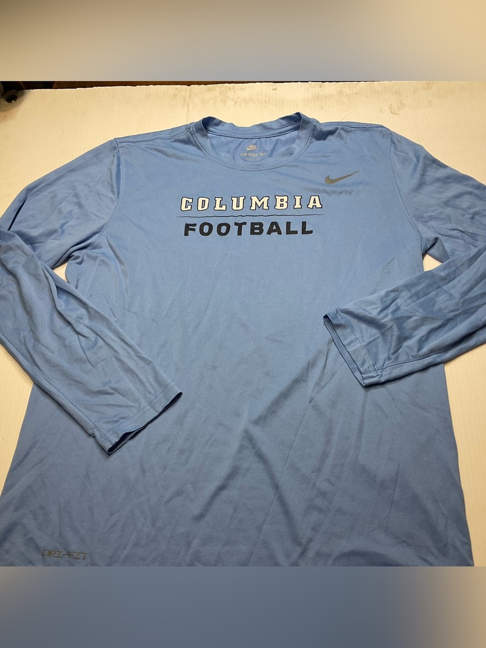 Columbia University Football Nike Tee Shirt Sz L Unisex/Women Blue Long Sleeve